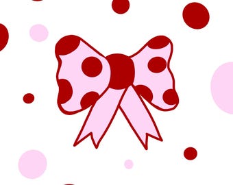 Pink Polka Dot Bow Art Print | Girly Illustration (JPEG Download)