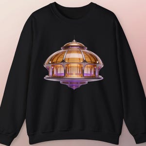 Sudadera de cuello redondo de ciencia ficción - Gráfico de estructura de cúpula - Arquitectura retrofuturista