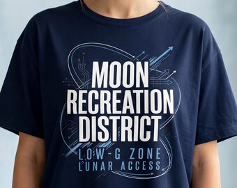 Camiseta del Distrito de Recreación Lunar - Camiseta con estampado espacial futurista de ciencia ficción