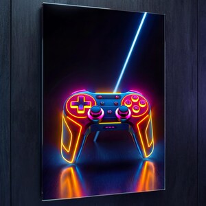 Neon Gaming Controller Acryl Wandkunst - Cyberpunk Arcade Decor