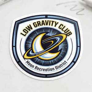 Sci Fi Space Fridge Magnet - Moon Mission Badge - Low Gravity Club