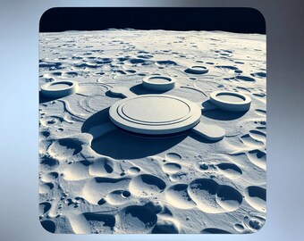 Juego de posavasos lunares - Vasos retro de ciencia ficción - Decoración espacial para el hogar