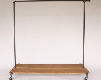 Clothing rack with removable wood platforms