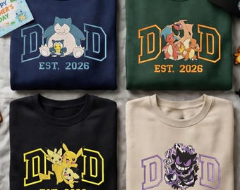 Gepersonaliseerd Pekodad-geborduurd sweatshirt, aangepaste anime, eerste vaderdagcadeau voor papa