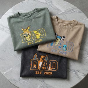 PokaDaD Embroidered Washed Shirt, Custom Anime, First Father's Day Gift for Dad