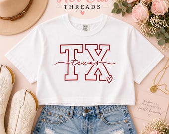 Top corto minimalista de Texas / Camiseta con estampado sureño de boutique