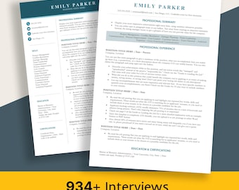 Resume Template ( Word, Google Doc, Pages): 1 & 2 Column Template Design | Cover Letter + Reference Letter | 1 + 2 Pages Templates
