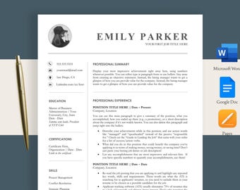 Top Resume Template: 2 column resume with photo to make a lasting impression | Cover Letter + Reference Letter | 1 + 2 page Templates