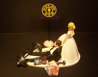 NO More GYM Workouts Bride and Groom Wedding Cake Topper Funny Fitness Exercise Healthy