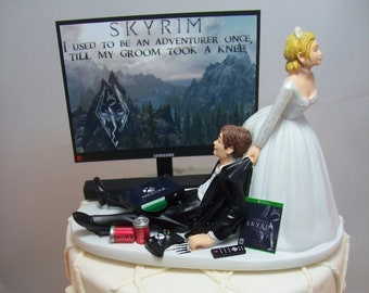 GAMER Funny Wedding Cake Topper SKY Video Game Gaming Junkie