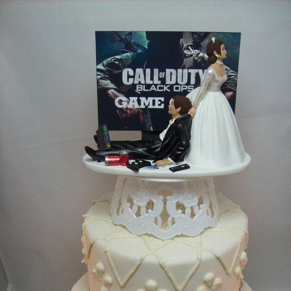 Décoration de gâteau de mariage amusante Game Over Gamer joueur de jeu personnalisé personnalisé génial charmant répétition du marié