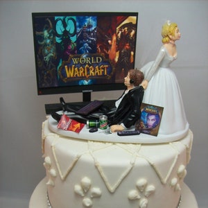 GAMER Funny Wedding Cake Topper Video Game Gaming Junkie Addict Rehearsal Groom&#39;s Inspired Veil PC Laptop Custom Game Over Headgear