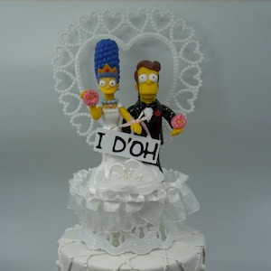 The Simpsons Bride and Groom I d&#39; OH or your sign Funny Wedding Cake Topper