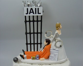 STAY OUT of PRISON or Jail Bride & Groom Wedding Cake Topper Soap Barbed Wire Funny