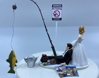 NO FISHING Pick your Fish Funny Wedding Cake Topper for Fisherman Bride and Groom 12 fish to choose from