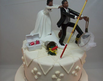No Fishing Funny Wedding Cake Topper W Boat Bride And Groom Etsy