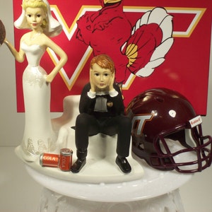 Got the ball COLLEGE Football Helmet Virginia Funny Wedding Cake Topper Sports Groom's Cake image 5