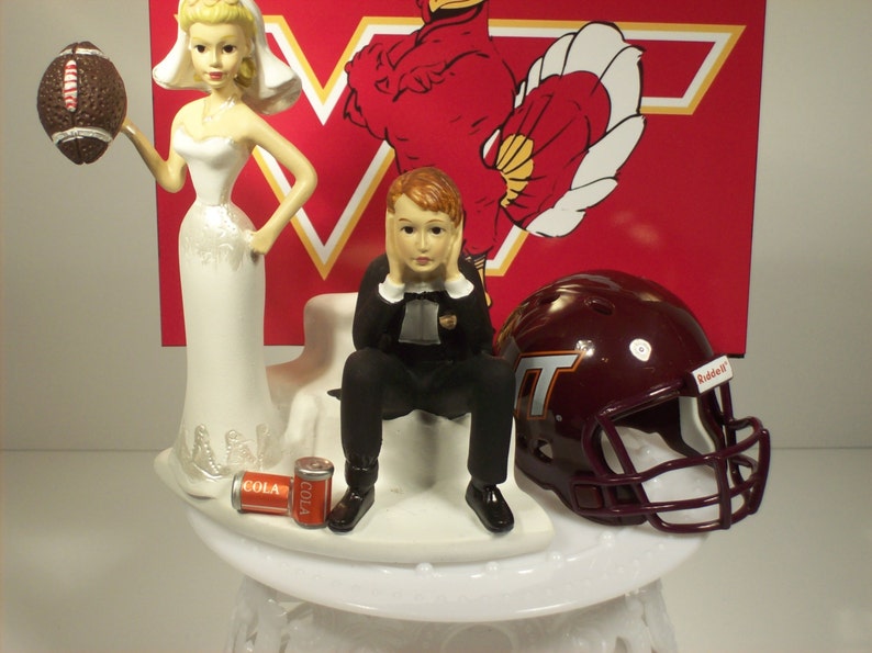 Got the ball COLLEGE Football Helmet Virginia Funny Wedding Cake Topper Sports Groom's Cake image 5