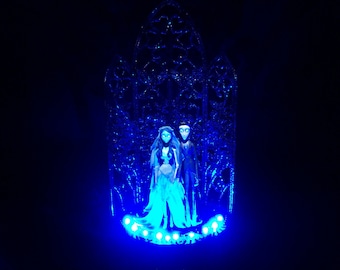 Corpse Bride & Victor Hochzeitstorte Topper Weiß GOTHIC LIGHTS