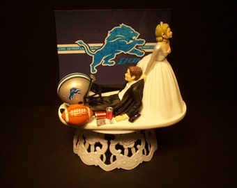 Football DETROIT LIONS or your team Bride and Groom Funny Wedding Cake Topper Groom's Cake
