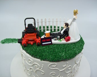 Grasschnitt Braut und Bräutigam mit Diecast KUBOTA Rasenmäher Traktor Hochzeitstorte Topper Lustig