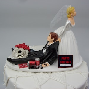 Mécanicien automobile, disque de frein, pneu, décoration de gâteau de mariage amusante, décoration de gâteau de mariage amusante, juste pour lui, gâteau de marié