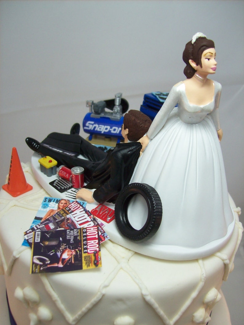 Funny Wedding Cake Topper for Mechanics Auto MECHANIC Custom Blue SNAP-ON Tools Awesome Groom/'s Cake Perfect Humorous Rehearsal Dinner Brown