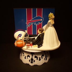 Football BUFFALO BILLS or your team Bride and Groom Funny Wedding Cake Topper Groom&#39;s Cake
