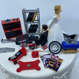 SALE Funny Wedding Cake Topper for Mechanics AUTO MECHANIC Tires Awesome Groom's Cake Perfect for Humorous Rehearsal Dinner Man Cave Unique