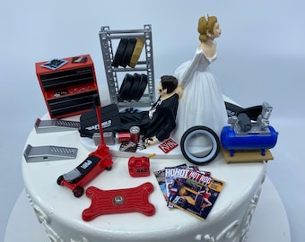 SALE Funny Wedding Cake Topper for Mechanics AUTO MECHANIC Tires Awesome Groom's Cake Perfect for Humorous Rehearsal Dinner Man Cave Unique