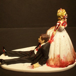 Halloween SALE Zombies Bride and Groom Funny Wedding Cake Topper Funny Scary Horror No Game