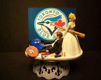 TORONTO BLUE JAYS Baseball or your team Bride and Groom Funny Wedding Cake Topper