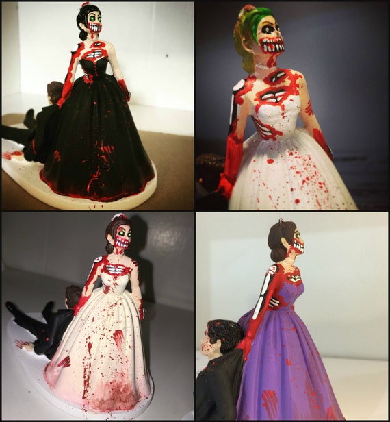 Halloween Zombies Bride and Groom top Wedding Cake Topper Funny Scary Headless Halloween Zombies Bride and Groom top Wedding Cake Topper Funny Scary Headless