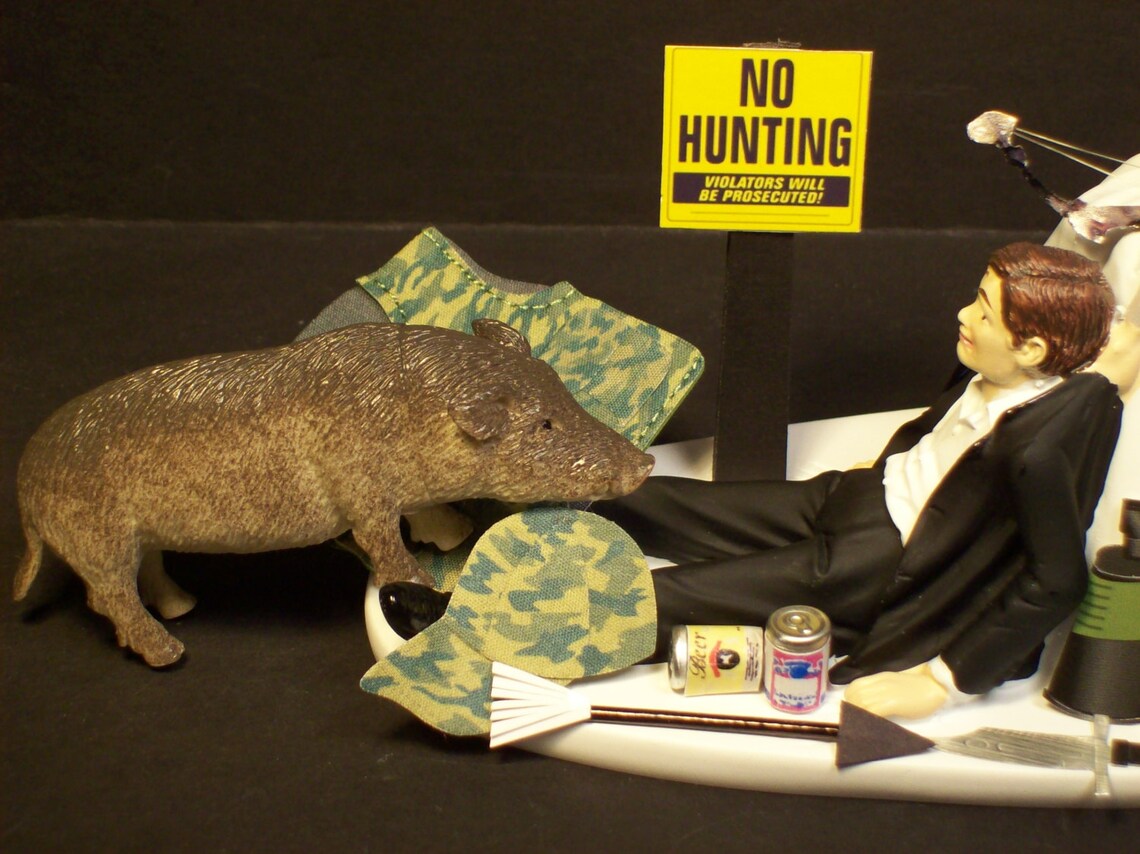 NO HUNTING Wild Hog with Bow and Arrow Bride and Groom Etsy