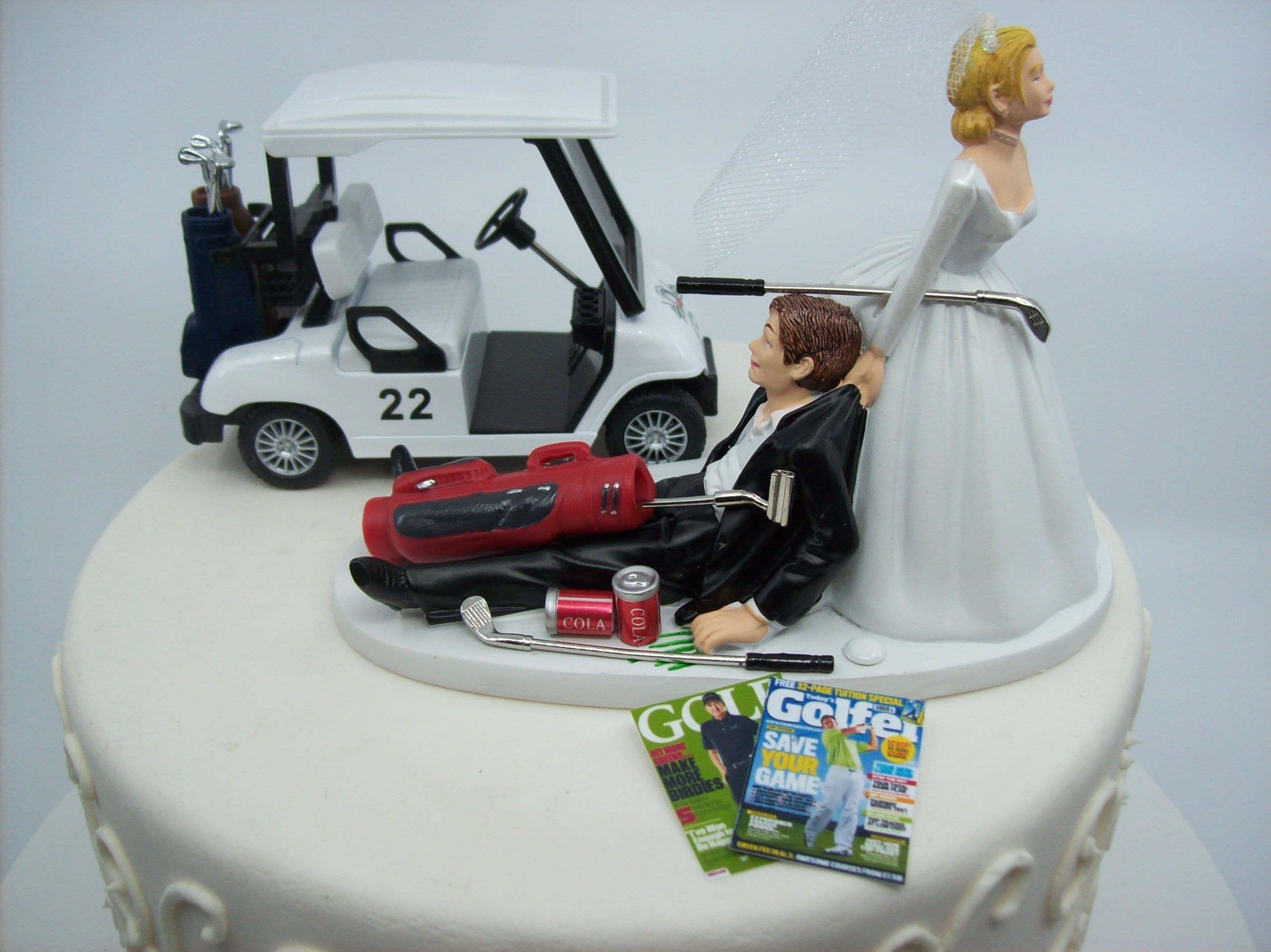 NO GOLF With Cart Bride and Groom Wedding Cake Topper Funny - Etsy