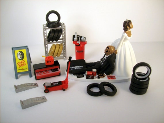 Funny Wedding Cake Topper Mechanics Auto Mechanic Tires Etsy