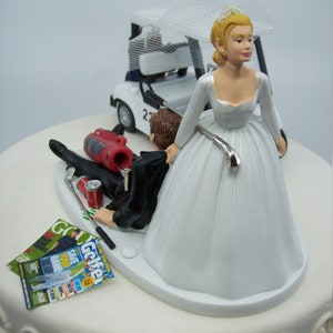 NO GOLF with Cart Bride and Groom Wedding Cake Topper Funny image 2