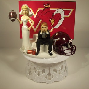 Got the ball COLLEGE Football Helmet Virginia Funny Wedding Cake Topper Sports Groom's Cake image 1