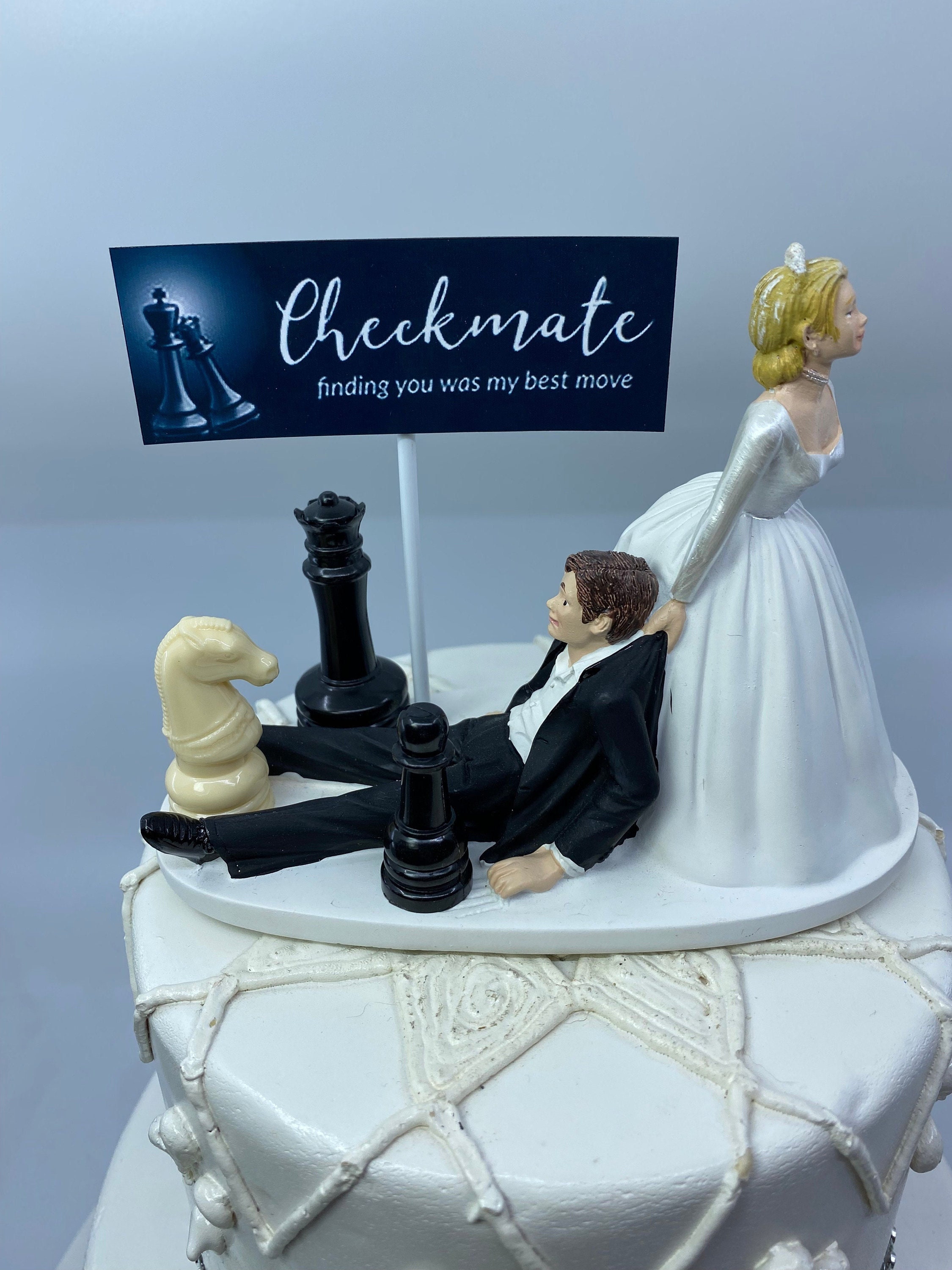  Wedding Cake　結婚記念プレゼントウェディングケーキ チェス愛好家の面白いウェディングケーキトッパー花嫁花婿面白い