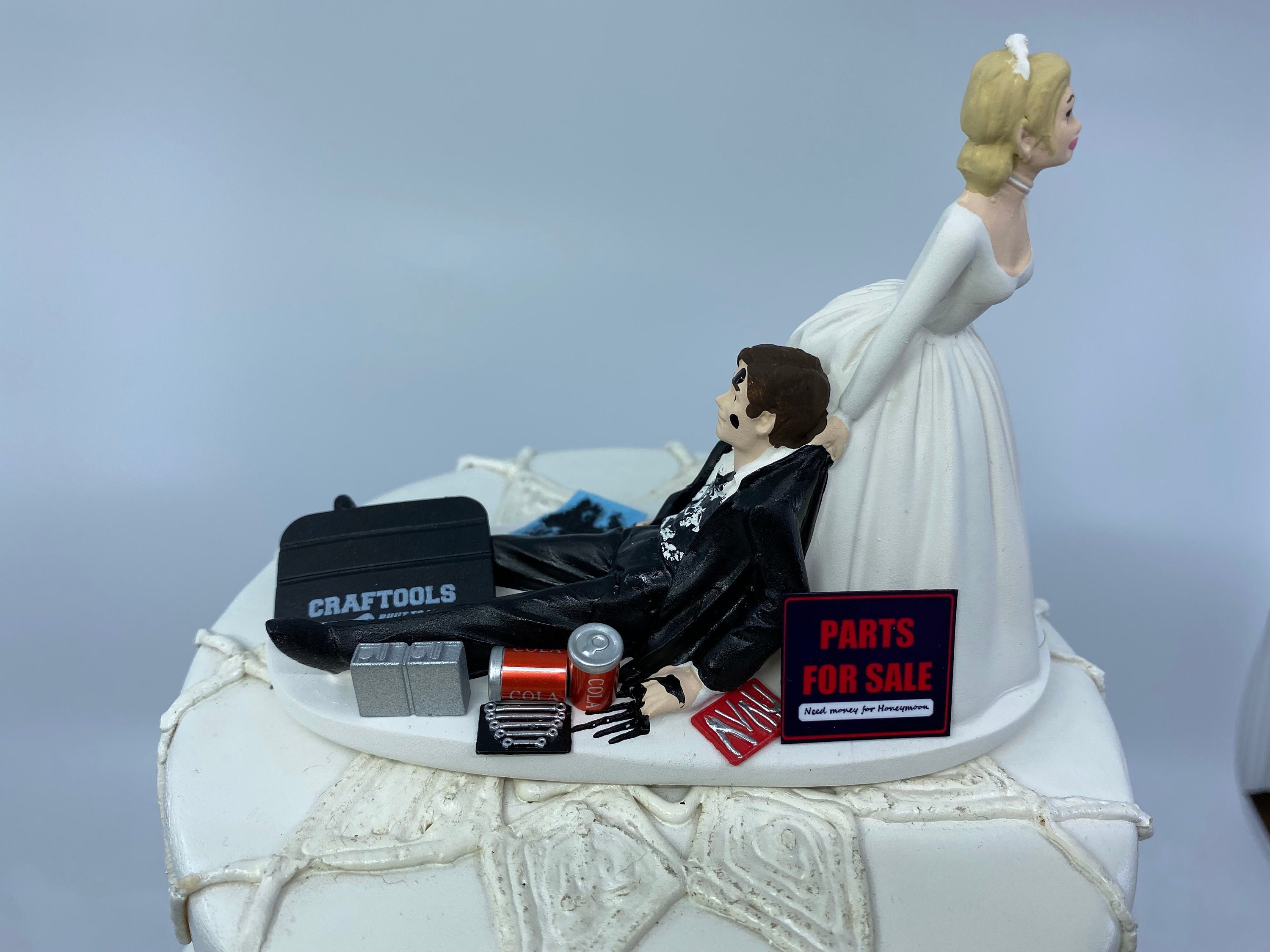 Auto Mechanic Simple Funny Wedding Cake Topper Bride Groom Funny Humorous Just for Him Groom Cake Etsy