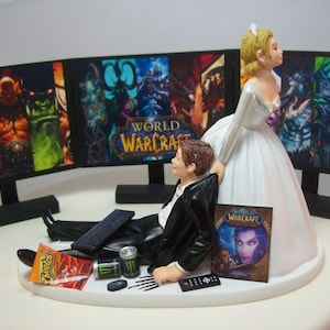 Ultimate GAMER Three-way Monitor 3 Split Screen INSPIRED Funny Wedding Cake Topper Video Game Gamer Addict Charming Rehearsal Groom&#39;s