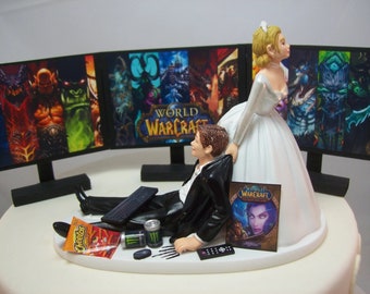 Ultimate GAMER Three-way Monitor 3 Split Screen INSPIRED Funny Wedding Cake Topper Video Game Gamer Addict Charming Rehearsal Groom's