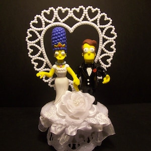 The Simpsons Bride and Groom Funny Wedding Cake Topper