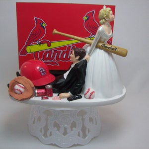 ST LOUIS CARDINALS Baseball or your team Bride and Groom Funny Wedding Cake Topper