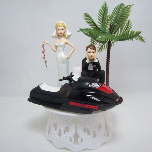 JET Ski WEDDING Cake TOPPER W/Die Cast Black Ski Sea Doo Wave Runner Water Funny