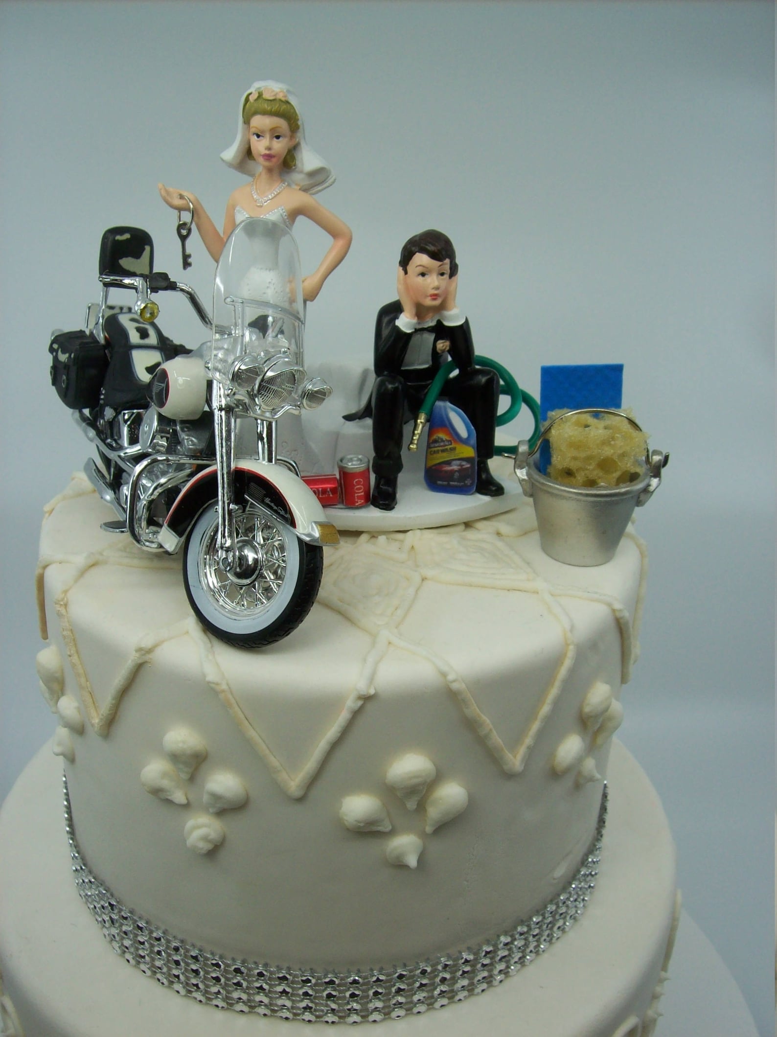Motorcycle Dirt Bike Wedding Cake Topper Bride and Groom Funny Mechanic ...