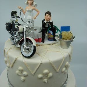 Motorcycle Dirt Bike Wedding Cake Topper Bride and Groom Funny Mechanic ...