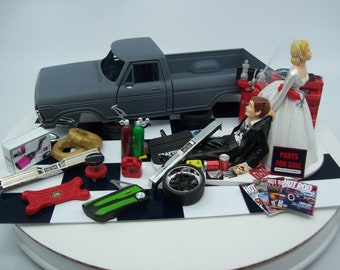 Classic Car Restoration Professional Hobbyist Funny Wedding Cake Topper Ford F-150 Truck 1979 Bride and Groom Awesome Groom's Cake