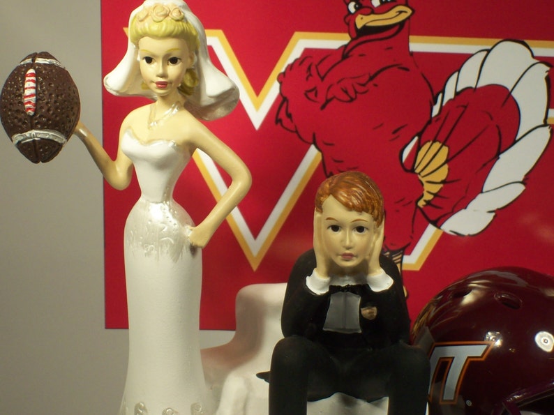 Got the ball COLLEGE Football Helmet Virginia Funny Wedding Cake Topper Sports Groom's Cake image 3