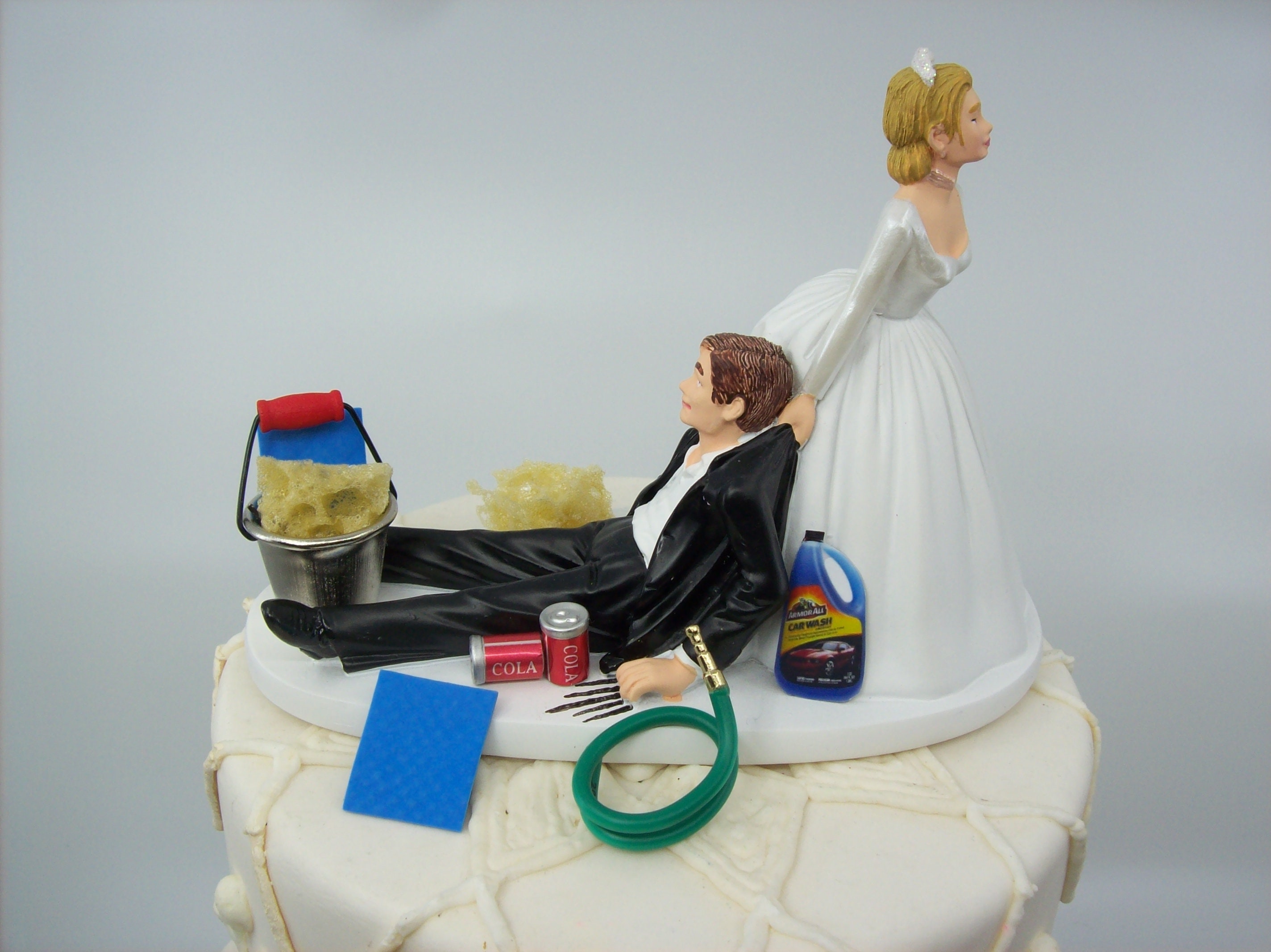 Auto No Car Wash Bride And Groom Wedding Cake Topper Funny Etsy
